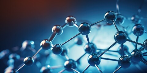 Illustration of a molecular structure model with atoms and bonds, representing organic chemistry and molecular biology