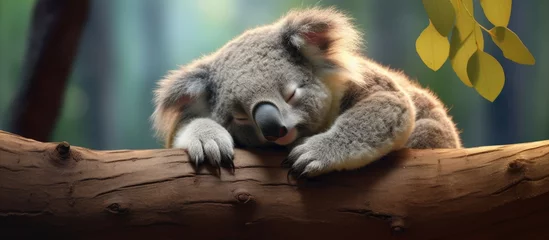 Foto op Plexiglas A youthful koala rousing from extended slumber. © 2rogan