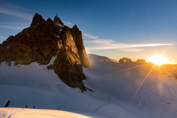 Sunrise with Aiguille du Midi in France