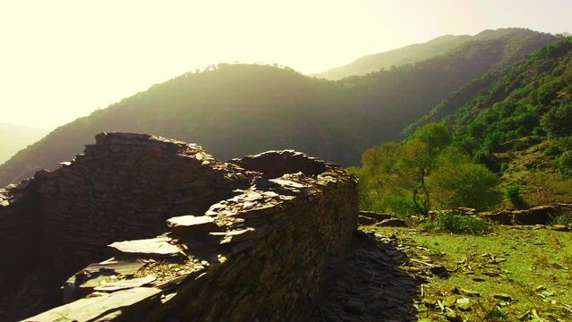 the ruins of an old village at the top of the mountain in Algeria