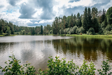 Beautiful forest lake in Russia.