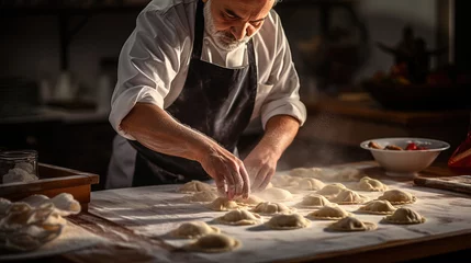 Foto op Canvas Italian Maestro Chef, Crafting Exquisite Ravioli Wonders in the Heart of Authentic Italian Cuisine © Magenta Dream
