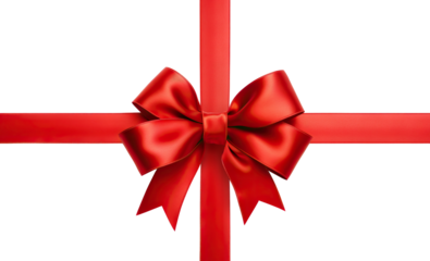 Cross red ribbon and bow, cut out