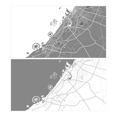 Layered editable vector illustration outline Map of Dubai,United Arab Emirates