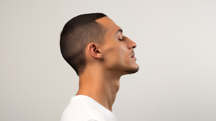 side view of a man on white background - Powered by Adobe