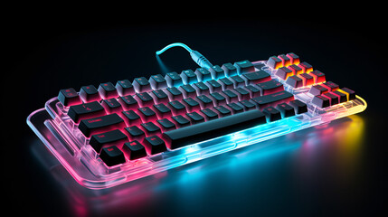 keyboard with neon light