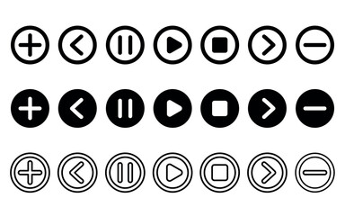 vector media icon set in different styles