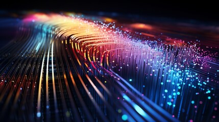 Fiber Optics Transmitting Data to Computer Hardware in Modern Office Setting