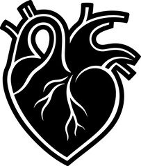 Naklejka premium Human heart silhouette icon in black color. Vector template design art.