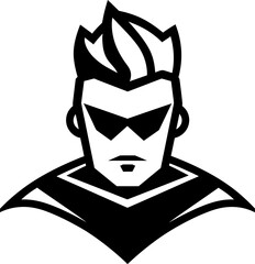 Superhero silhouette in black color. Vector template for laser cutting or wall art.