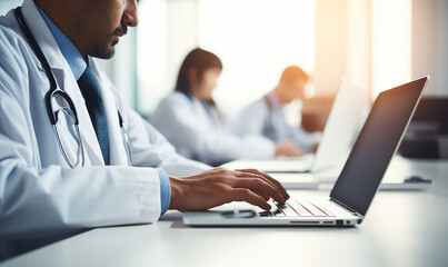 doctor working on laptop computer