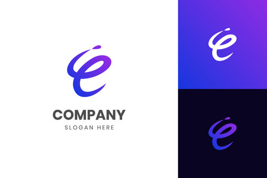 modern letter E abstract logo template, colorful, letter e logo for technology brand identity symbol mark design