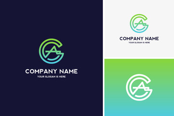 Vector gradient letter G A logo design template