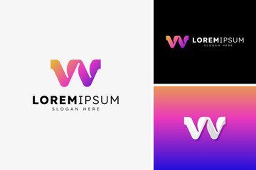 Vector gradient letter W logo design template