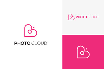 Vector elegant photo love logo, camera logo design template