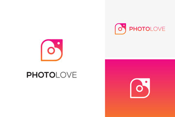 Vector elegant photo cloud logo, photo love logo, camera logo design template