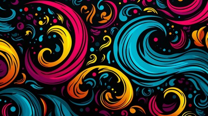 Fototapeta na wymiar Vibrant Whirlpool of Colors: An Abstract Fusion of Artistic Swirls and Dots