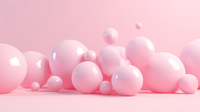 3d render abstract pink pastel balls multicolored © Data