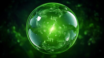 Bubbling Green Hydrogen Water Element with Artificial Reflection – Eco-Friendly Renewable Energy Concept