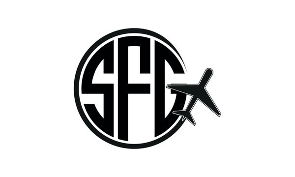 SFG three initial letter circle tour & travel agency logo design vector template. hajj  umrah agency, abstract, wordmark, business, monogram, minimalist, brand, company, flat, tourism agency, tourist 