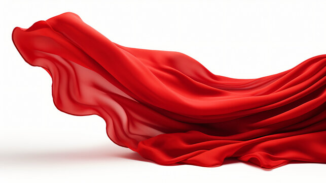 3d render abstract red fabric falling. Fashion