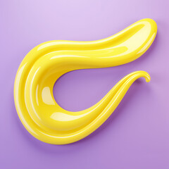3d render abstract shape yellow wavy lines isolated on pastel yellow and violet background 