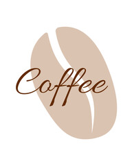 Coffee bean and lettering Coffee. Vector illustration