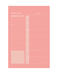Weekly planner. Minimalist planner template set. Vector illustration.	