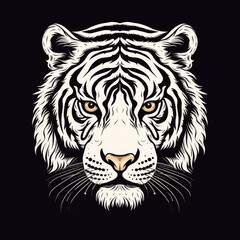 Stark Elegance: Black & White Tiger with Golden Eyes