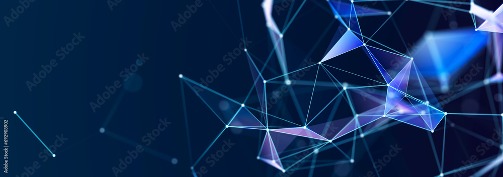 Poster polygonal background with dots and lines. network connection structure. science and technology. 3d