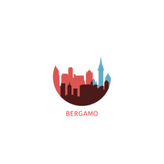 Bergamo cityscape skyline city panorama vector flat modern logo icon. Italy, Lombardy region town emblem idea with landmarks and building silhouettes