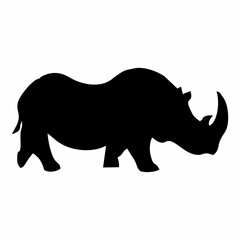 silhouette of rhino on white background