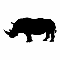 silhouette of rhino on white background