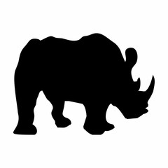 silhouette of rhino on white background
