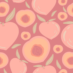 Peach jam harvest hand drawn seamless pattern