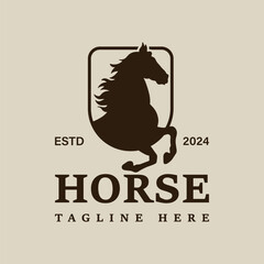 jumping horse logo design with vector silhouette style