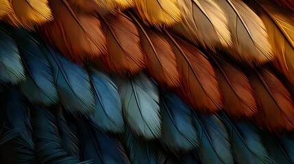 Vivid Hues and Soft Textures: A Close-Up Study of Colorful Bird Feathers