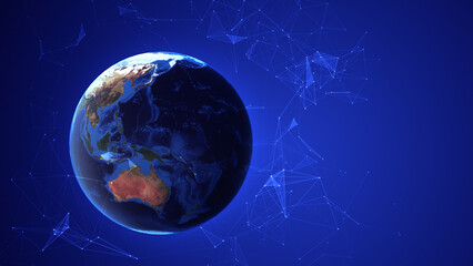 Fototapeta premium Earth and Plexus technology, engineering, and communications concept 