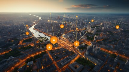 Dynamic Urban Landscape: GPS Navigation Map with Drone Perspective