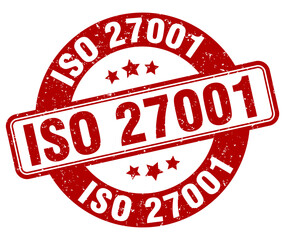 iso 27001 stamp. iso 27001 label. round grunge sign