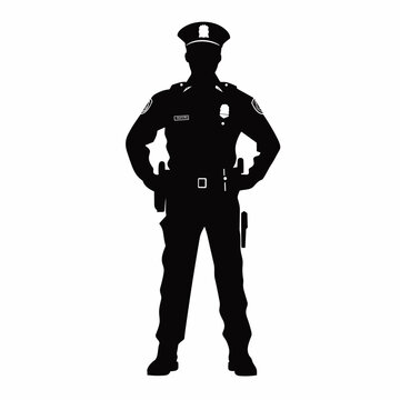 Police officer black icon on white background. Police officer silhouette