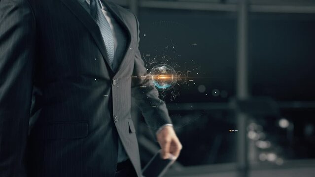 Businessman with DApp hologram concept