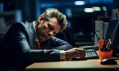Overworked CEO Finds Solace in a Much Needed Nap at the Desk