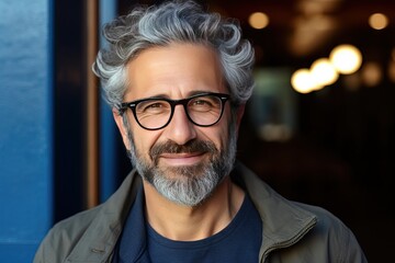 glasses man mature handsome happy portrait Closeup old father goggles white head shot photogenic adult specs 1 grey positive beard wrinkle eyewear face eyesight background optometry vision isolated