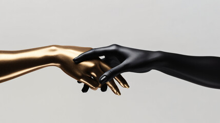 3d render black gold female hands isolated minimal - obrazy, fototapety, plakaty