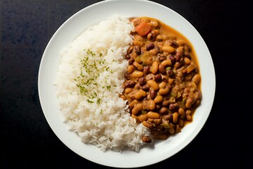 bowl of rice with edible beans