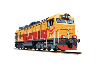 Illustration of train engine, locomotive