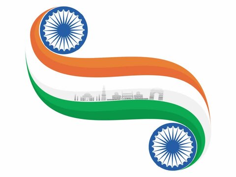 creative Happy Republic Day India, 26th January, flag flying HD quality, quality animation video, Indian Monuments and tricolour.