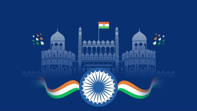 creative Happy Republic Day India, 26th January, flag flying HD quality, quality animation video, Indian Monuments and tricolour.