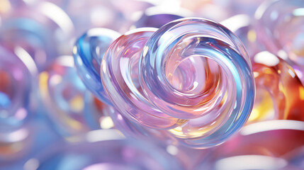 An abstract array of swirling colors in glass orbs.